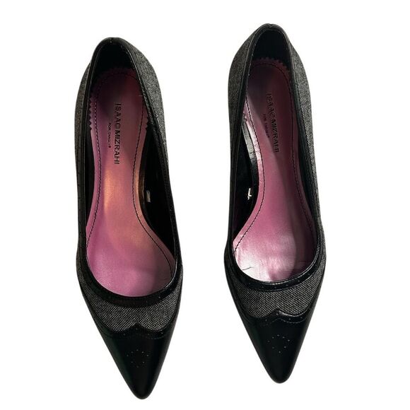 Isaac Mizrahi Women's Black Gray Pointed Toe Pumps Size 8 Formal Heel - Picture 7 of 13